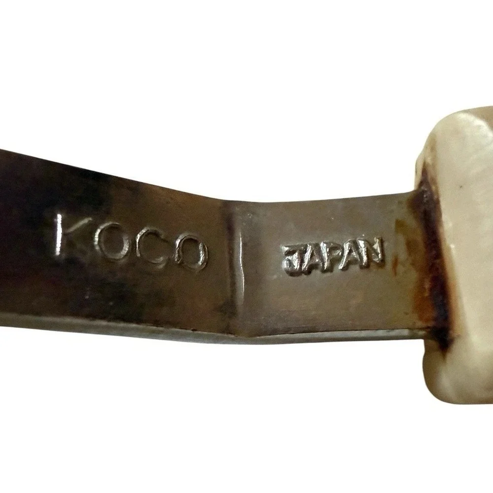 Vintage KOCO Stainless Slotted Spatula Flipper  w/Cream Plastic Handle 10